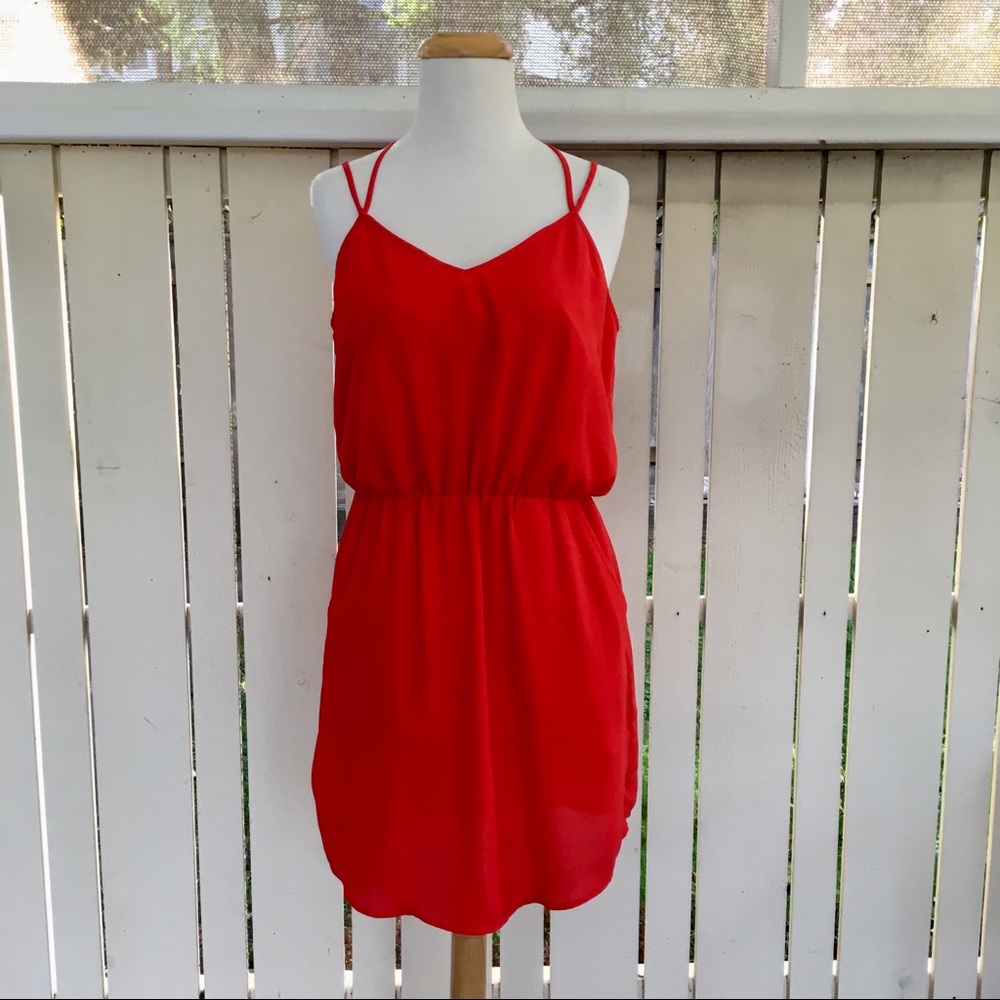 Banana Republic Red Orange Strappy Dress sz 4